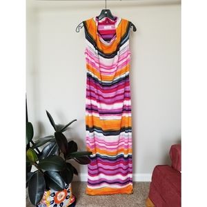 Calvin Klein cowl neck multi-colored maxi dress